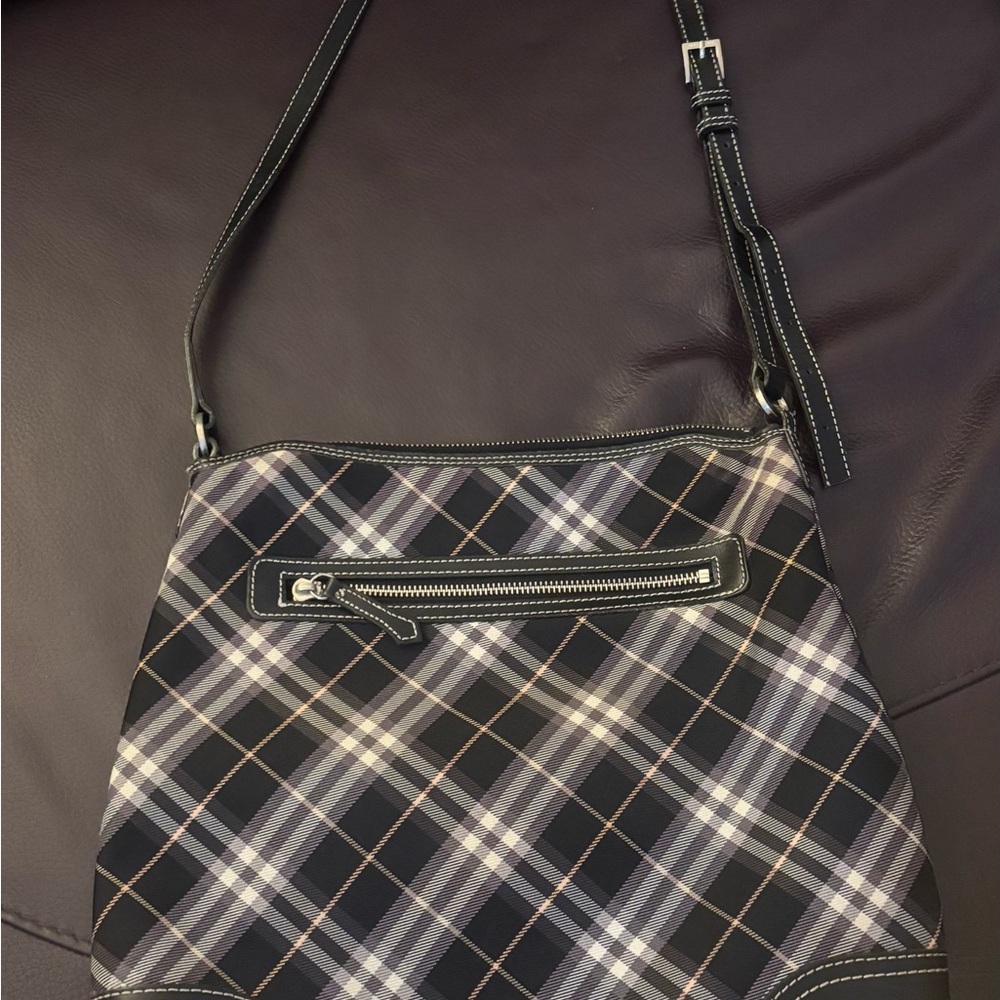 Burberry Plaid Shoulder Bag - Black and Gray